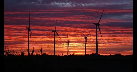 Turbines at sunset Stock Footage 278093309