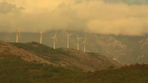 TURBINES IN THE WINDS Stock Footage 287871391