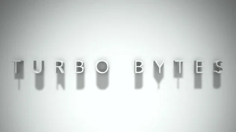 Turbo bytes 3D title animation with shadows on a white background Stock Footage 297569733