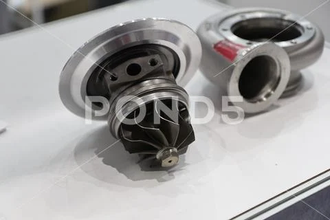 Turbo charger component parts for diesel engine Stock Photos