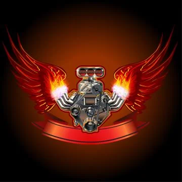 Turbo Engine with Wings Stock Illustration