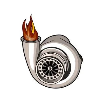 Turbo with fire on  vector illustration hand drwan turbo Stock Illustration