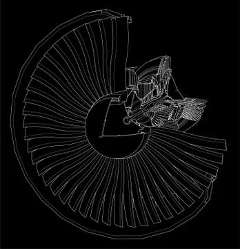 Turbo jet engine aircraft. Vector line illustration. Illustrazione stock