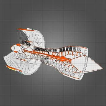 Turbo jet engine aircraft. Vector line illustration. Illustrazione stock