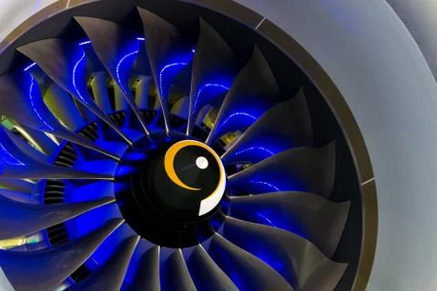Turbo-jet engine of the plane on close up Fotos de archivo