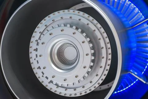 Turbo-jet engine of the plane on close up Fotos Stock