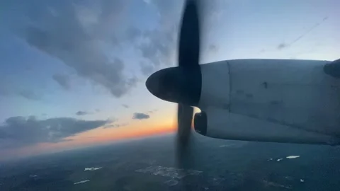 Turbo prop sunset Stock Footage 196830363