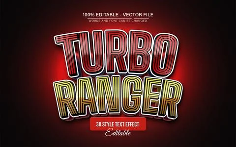 Turbo ranger 3d text effect editable Stock Illustration