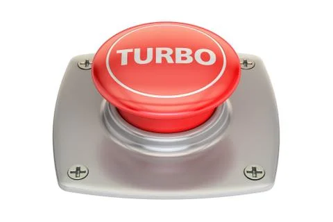 Turbo red button, 3D rendering Stock Illustration
