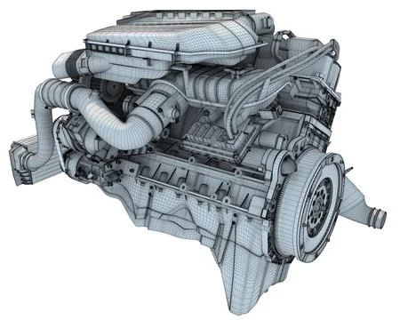 3D Model: Turbo Straight Six-cylinder Petrol Engine #96451337