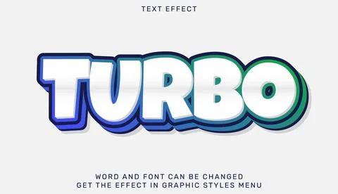 Turbo text effect template in 3d design Stock Illustration