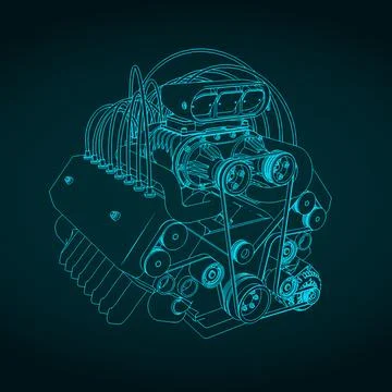 Turbocharged engine Illustrazione stock