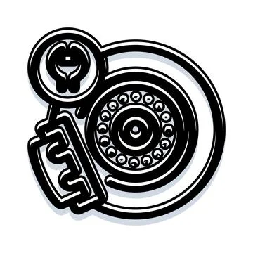Turbocharger engine part with technical machine design Stock Illustration