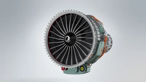 Turbofan jet engine Stock Footage 75844157