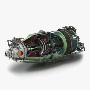 Turboprop Aircraft Engine Canada PT6 Sectioned 3D Model