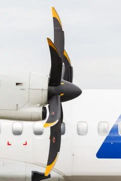 Turboprop engine and propeller Stock Photos