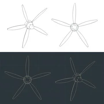 Turboprop engine propeller blueprints Stock Illustration