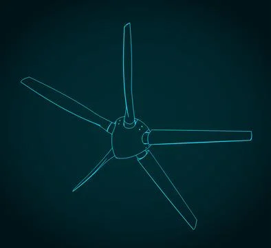 Turboprop-engine propeller isometric blueprint Stock Illustration