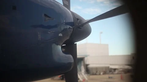 Turboprop plane starting up Stock Footage 46460898