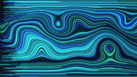 Turbulence of particle lines. Digital technological animation. Stock Footage 308112967