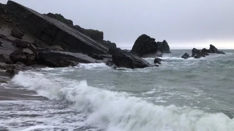Turbulent Atlantic Ocean Stock Footage 167653787