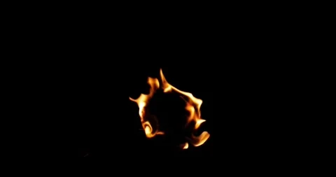Turbulent Fire Torch Flame VFX Overlay Against Black Vídeo Stock 332723338