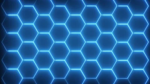 Turbulent hexagon tiles pattern neon animation isolated on black background Stock Footage 321609791