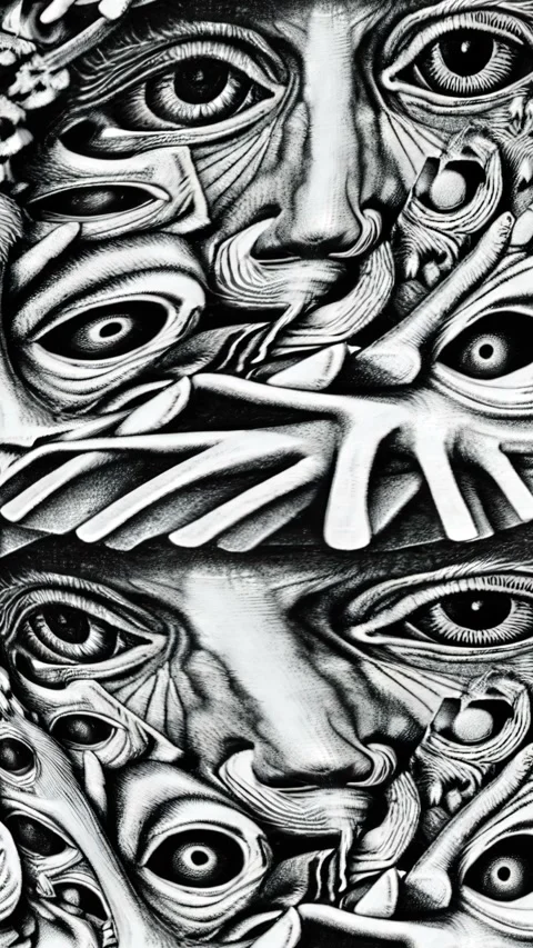 Turbulent scroll of vintage engraving face and eyes texture illustration. Stock Footage 317559570