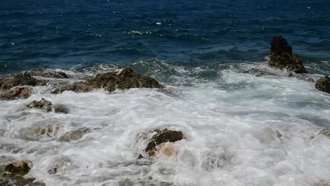 Turbulent sea waves Stock Footage 158080599