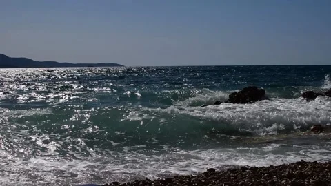 Turbulent sea waves Stock Footage 158080834