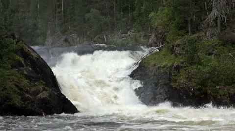 The Turbulent Water Flow of the River in Slow Motion Vídeos de archivo 63201412