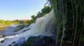 Turbulent waterfall splashing against rocks, river, wild nature HD Footage