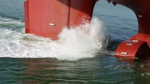 Turbulent Waves Created By The Moving Cargo Ship Stock Footage 266415791