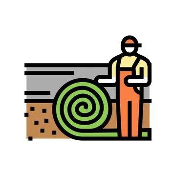 Turf laying color icon vector illustration Stock Illustration