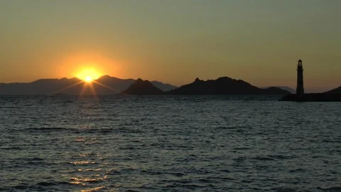 Turgutreis Lighthouse Sunset Stock Footage 125628080