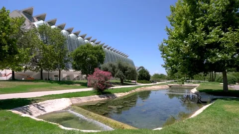 Turia Park outside the Science Museum in Valencia Stock Footage 159168218
