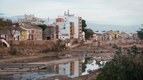 Turia Riverbed After the Storm Video stock 299655987