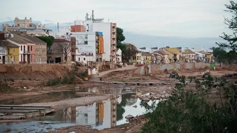 Turia Riverbed After the Storm Video stock 299656032