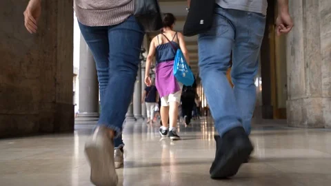Turin: A ground level real time of people walking in via Roma Stock Footage 116056257