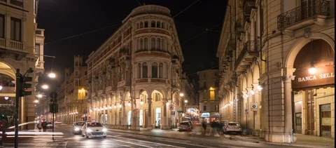 Turin night traffic timelapse Stock Footage 84222465