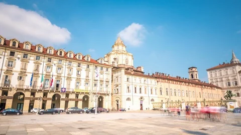 Turin Piazza Castello square 스톡 동영상 97417147
