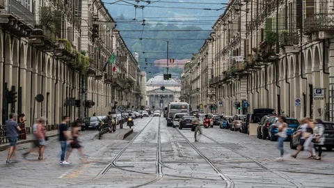 Turin Timelapse of via Po Video stock 111877837