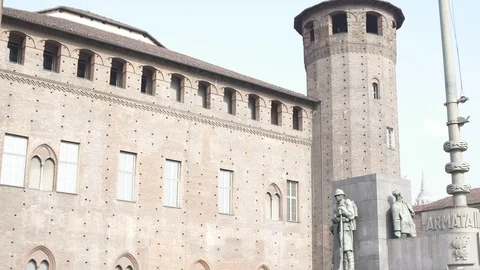 Turin, tower Piazza Castello 스톡 동영상 88485142