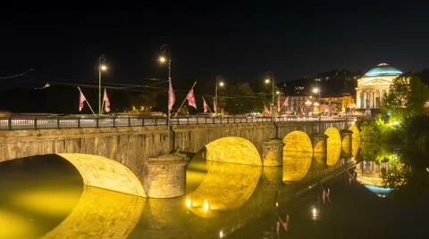 Turin traffic over the bridge timelapse zoom out Stock Footage 63421091