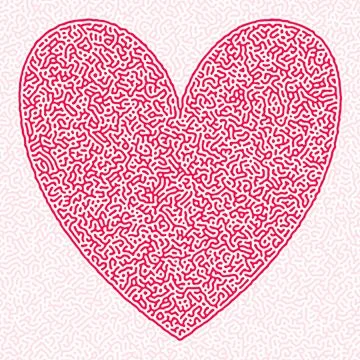 Turing abstract pattern heart sketch engraving vector illustration. T-shirt Stock Illustration