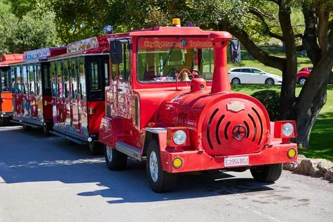 Turistic train at Santander city Stock Photos