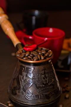 Turk coffee with beans Stock Photos