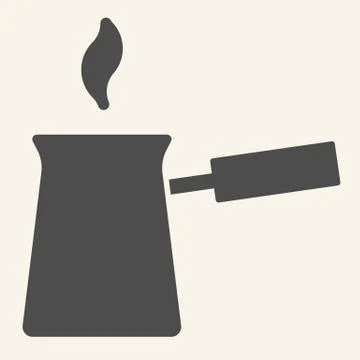 Turk with hot coffee solid icon. Turkish Cezve symbol, glyph style pictogram on Stock Illustration