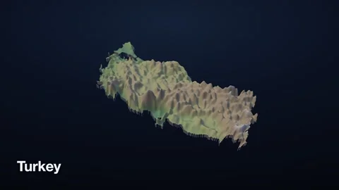 Turkey 3D elevation relief map Vídeos de archivo 340607828
