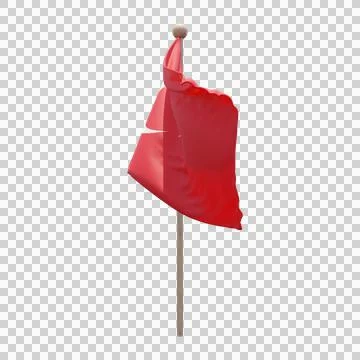 Turkey 3d illustration flag on pole. Wood flagpole Stockillustratie